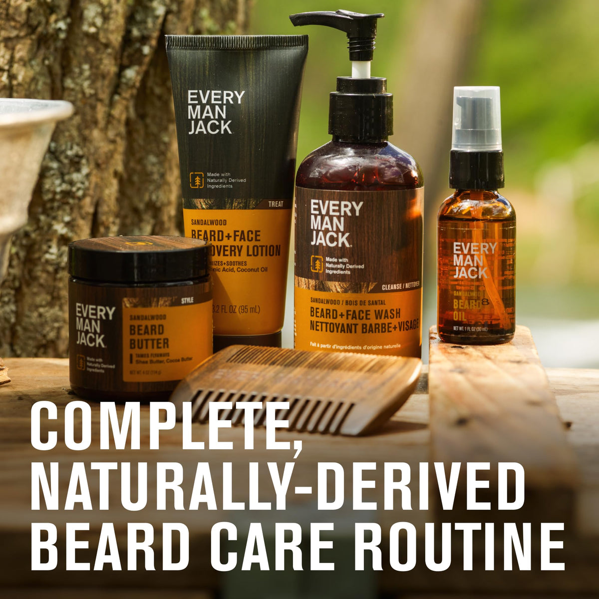 Ingrédients naturels du kit de soins de barbe Every Man Jack