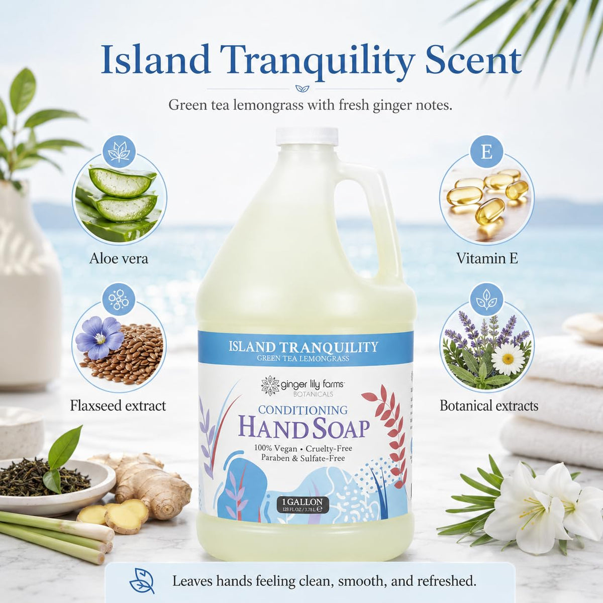 Ingrédients naturels du savon mains Ginger Lily Farms