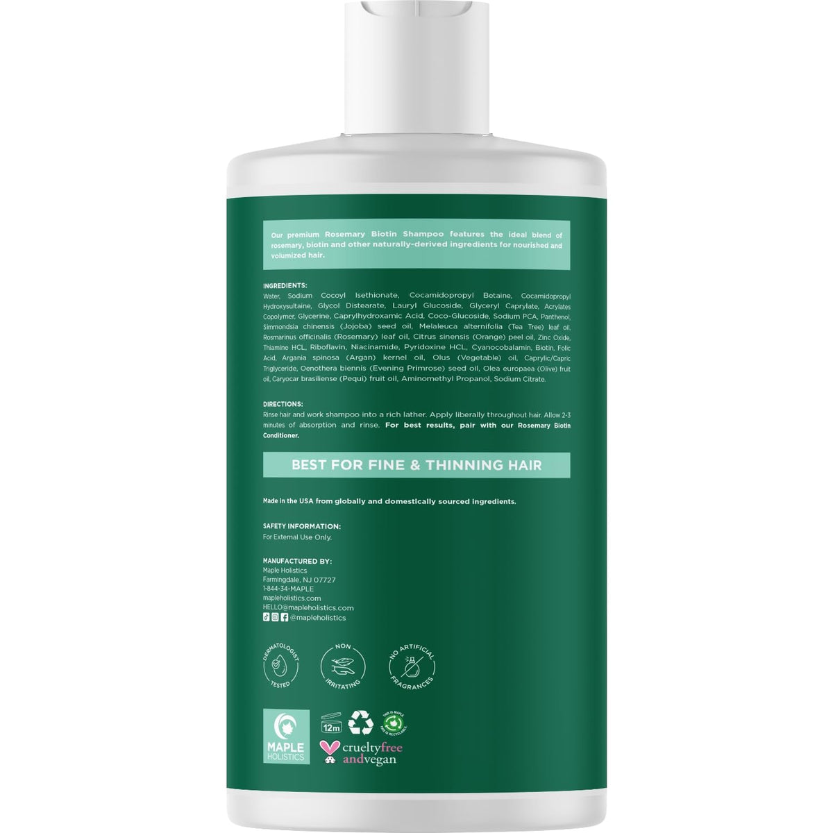 Ingrédients naturels du shampooing Biotin et Romarin