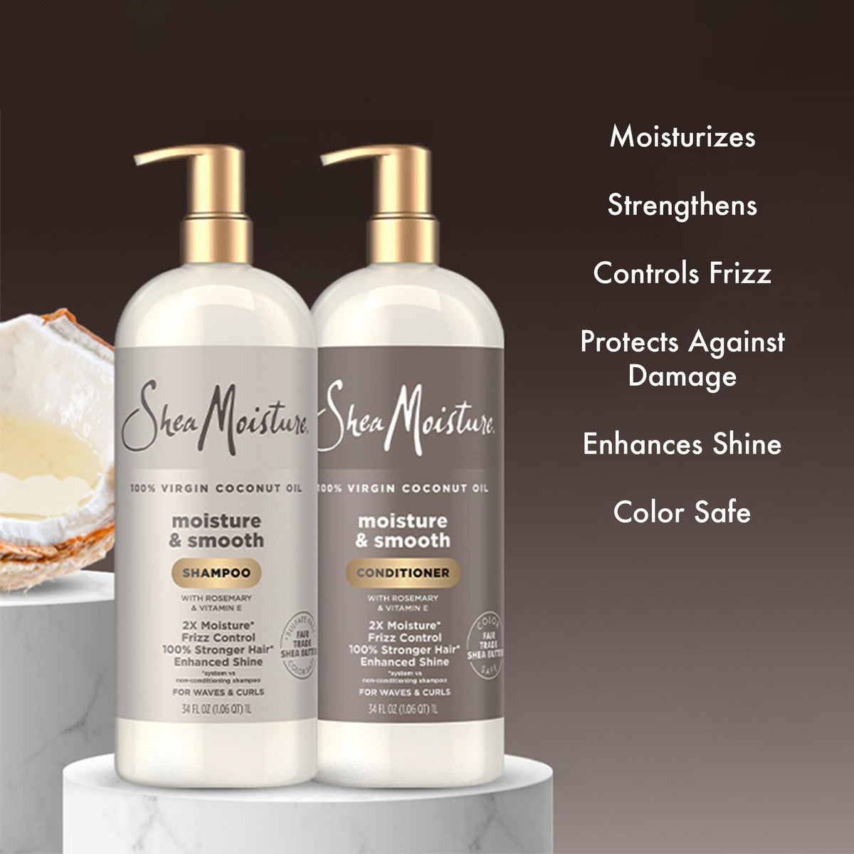 Ingredients naturels du shampooing Shea Moisture sur fond blanc