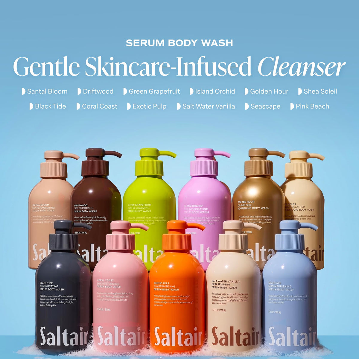 Ingrédients nourrissants du gel douche Saltair Seascape