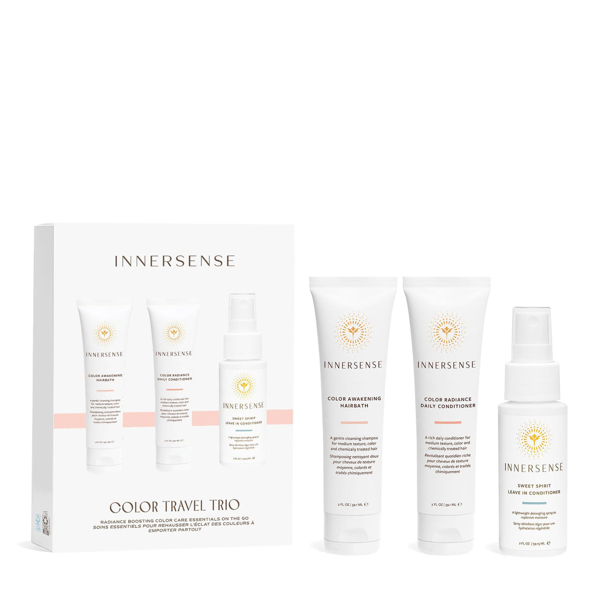 INNERSENSE Color Care Trio Set Voyage pour Cheveux Colorés - vue avant