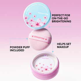 innisfree Poudre Minérale No Sebum Cerisier 100g avec échantillon de teinte cerisier