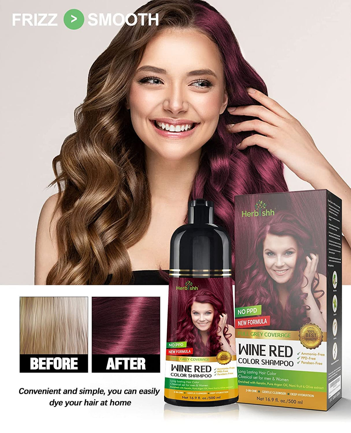 Instructions d'utilisation du shampooing colorant Herbishh