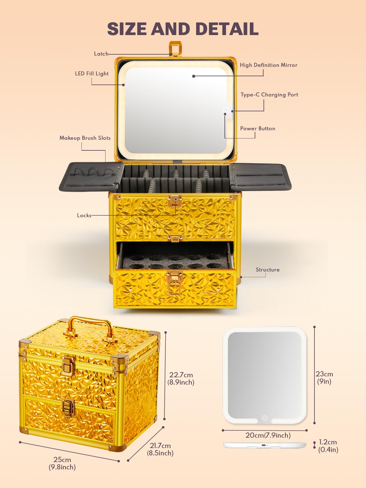 Intérieur de la boîte à maquillage Qislee avec partitions détachables