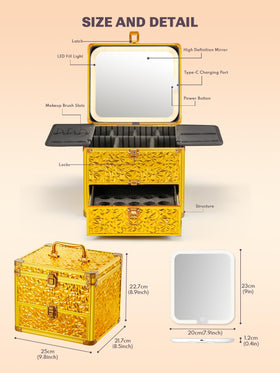 Intérieur de la boîte à maquillage Qislee avec partitions détachables
