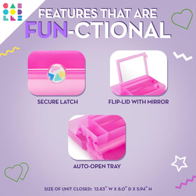 Intérieur de la trousse Caboodles On-The-Go Girl avec compartiments