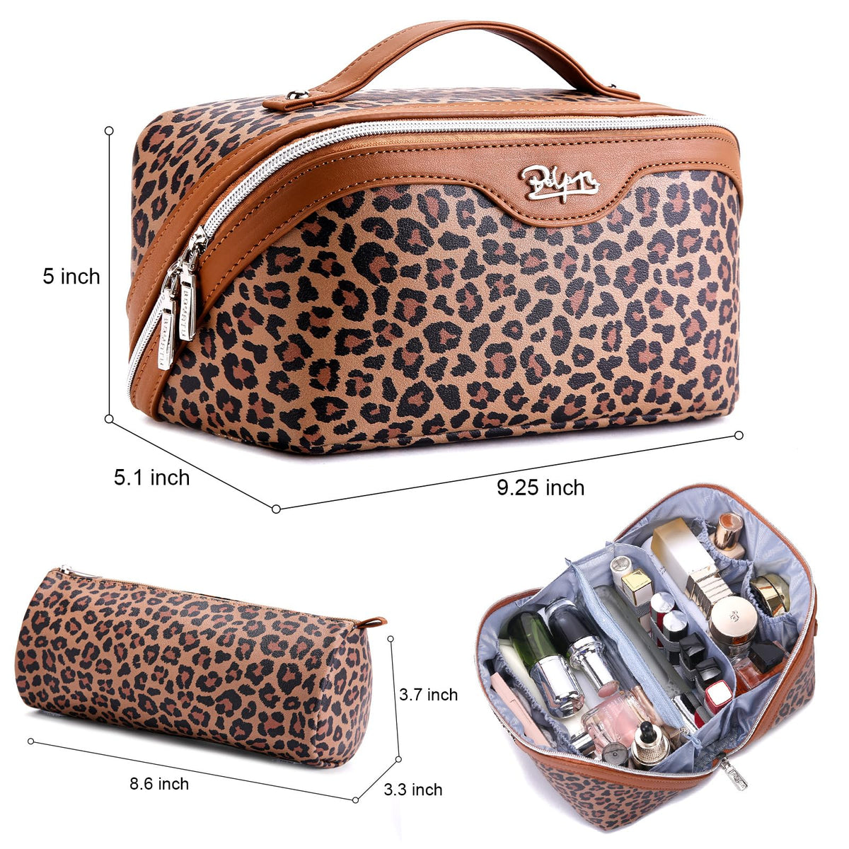 Intérieur de la trousse de maquillage BOYATU avec compartiments