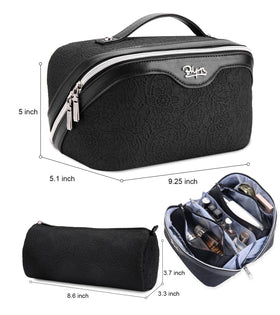 Intérieur de la trousse de maquillage BOYATU avec pochettes détachables