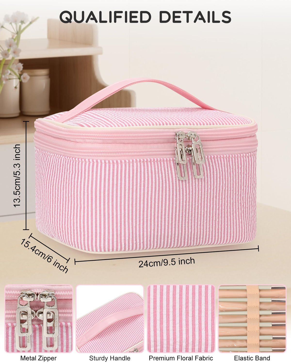 Intérieur de la trousse de maquillage Relavel avec pinceaux et cosmétiques