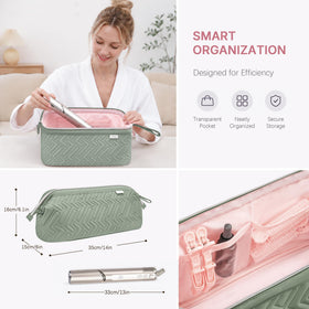 Intérieur de la trousse de voyage Leudes avec séparation et poches zippées