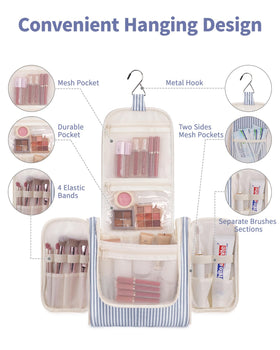 Intérieur du sac de toilette Narwey avec plusieurs poches organisées