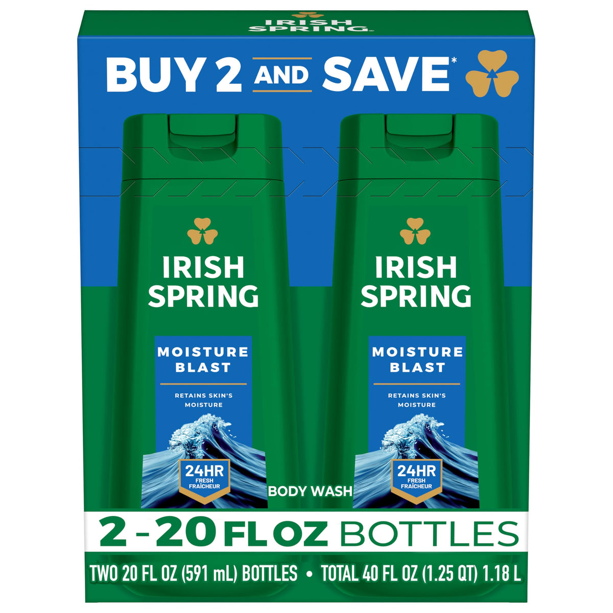 Irish Spring Gel Douche Hydratant 2x 590 ml vue de face