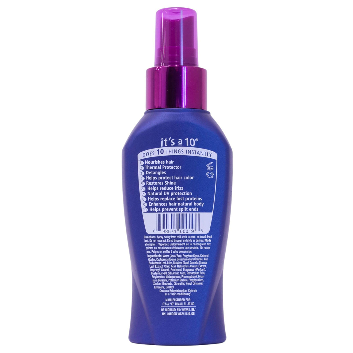 It's a 10 Miracle Leave-In 4 oz application sur cheveux