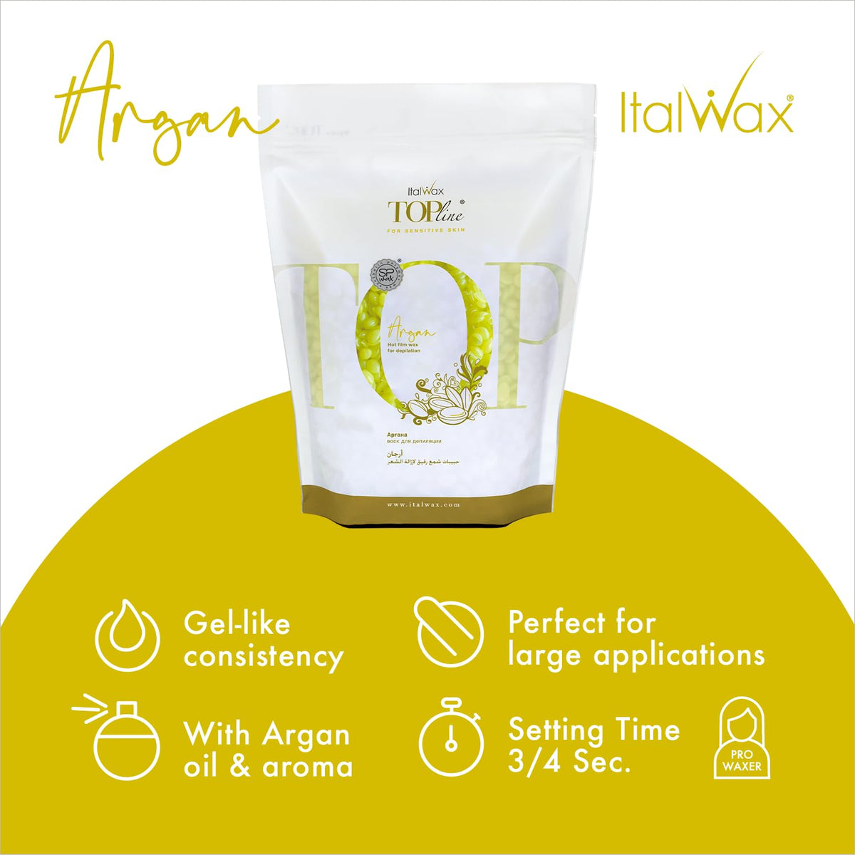 Italwax Cire Argan 750 g en application sur la peau