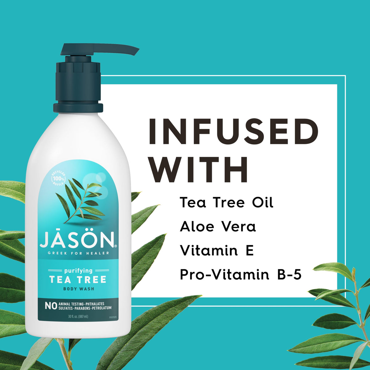 JASON Gel Douche Purifiant au Tea Tree 990g en utilisation sous la douche
