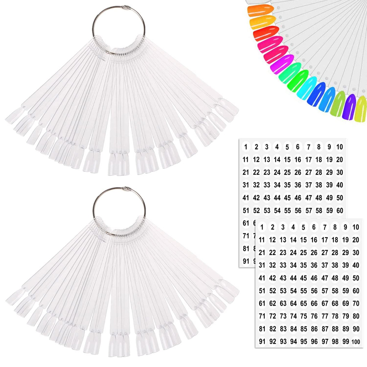 JASSINS 100 échantillons de vernis à ongles transparents avec anneau divisé
