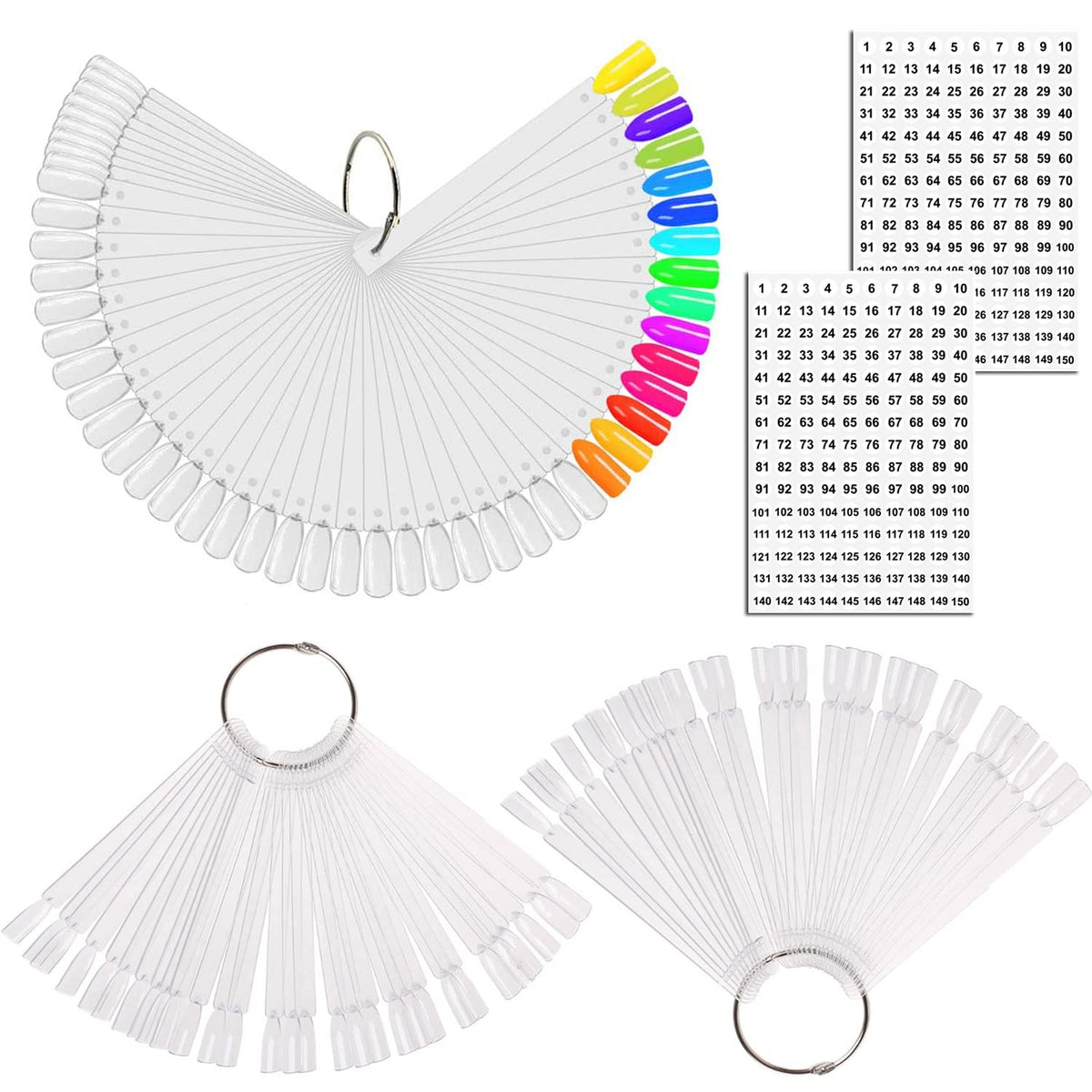 JASSINS Échantillons d'Ongles 150 Pcs avec Anneau Transparent