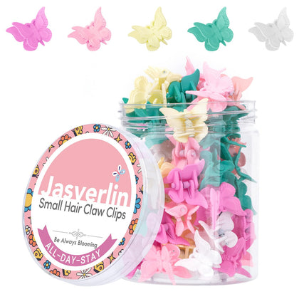 JASVERLIN Clips à Cheveux Papillon Colorés, ensemble de 50 pièces