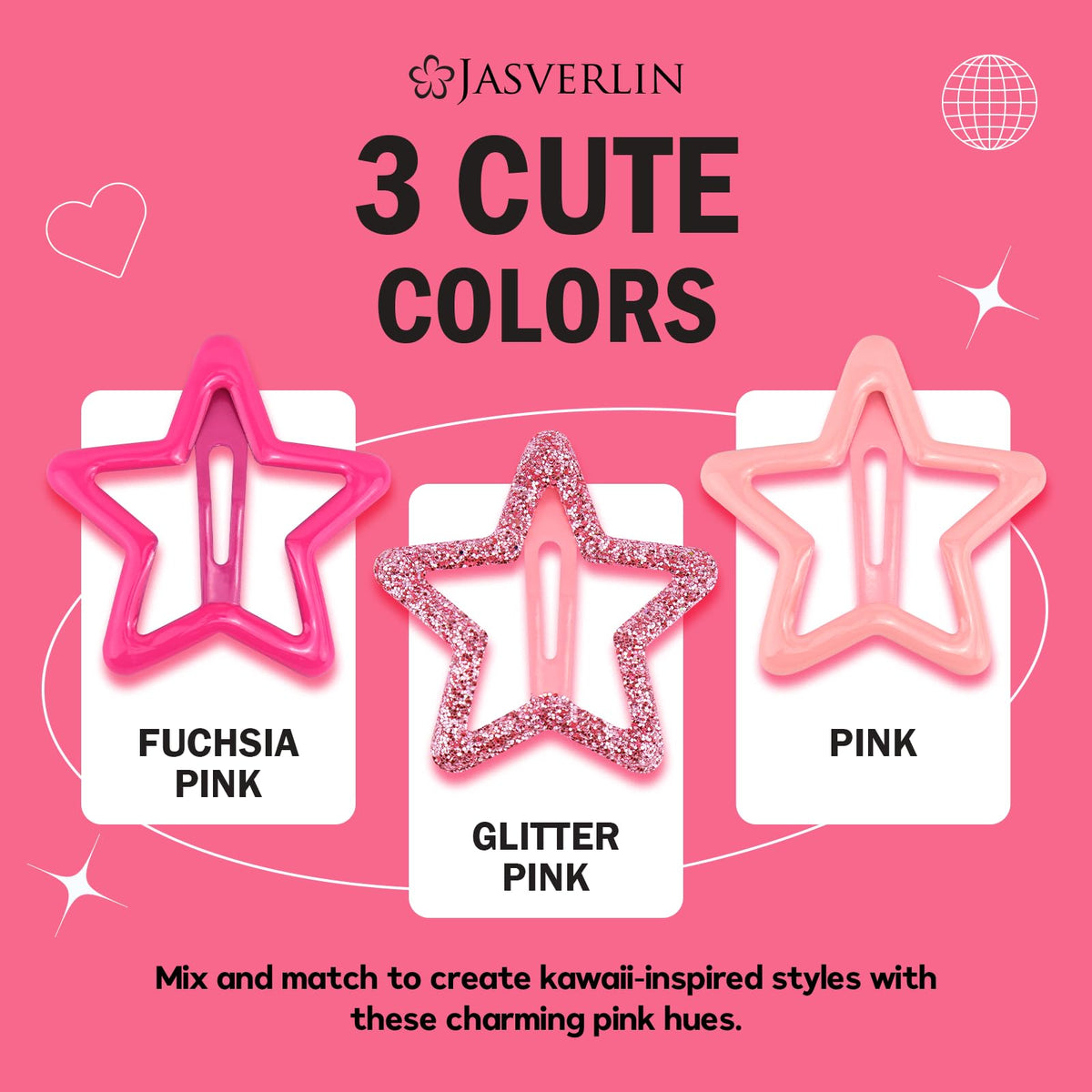 JASVERLIN Clips Étoiles dans une boîte de rangement