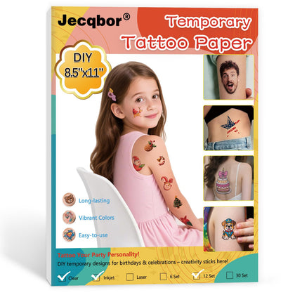 Jecqbor papier tatouage temporaire imprimable, vue avant