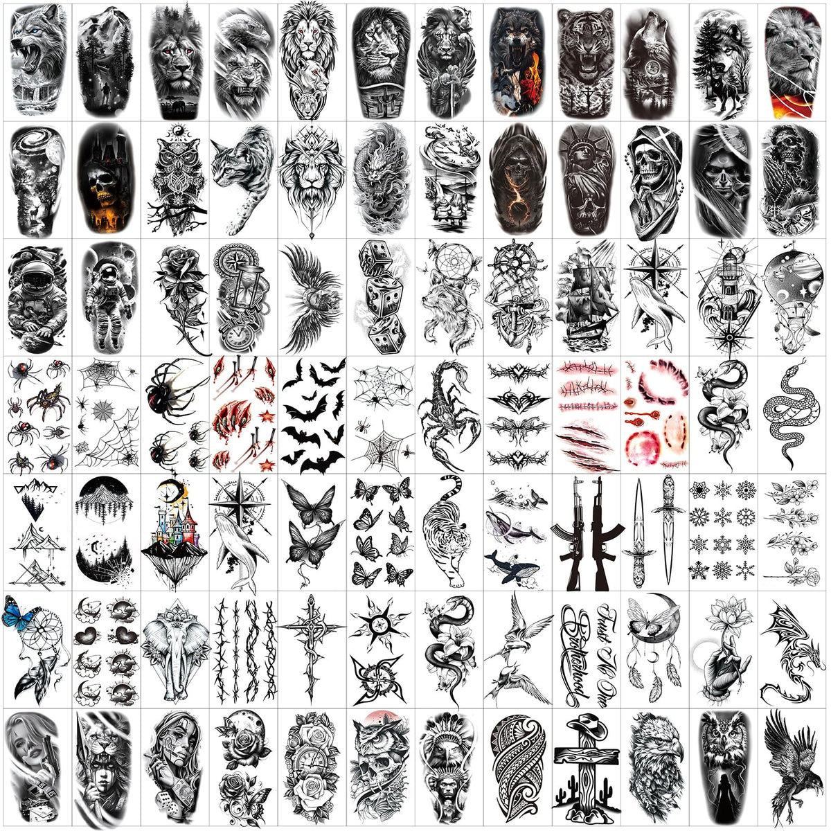 JEEFONNA tatouages temporaires Halloween 82 feuilles avec designs variés