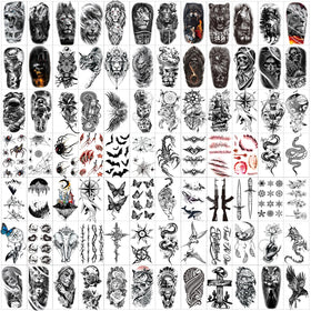 JEEFONNA tatouages temporaires Halloween 82 feuilles avec designs variés