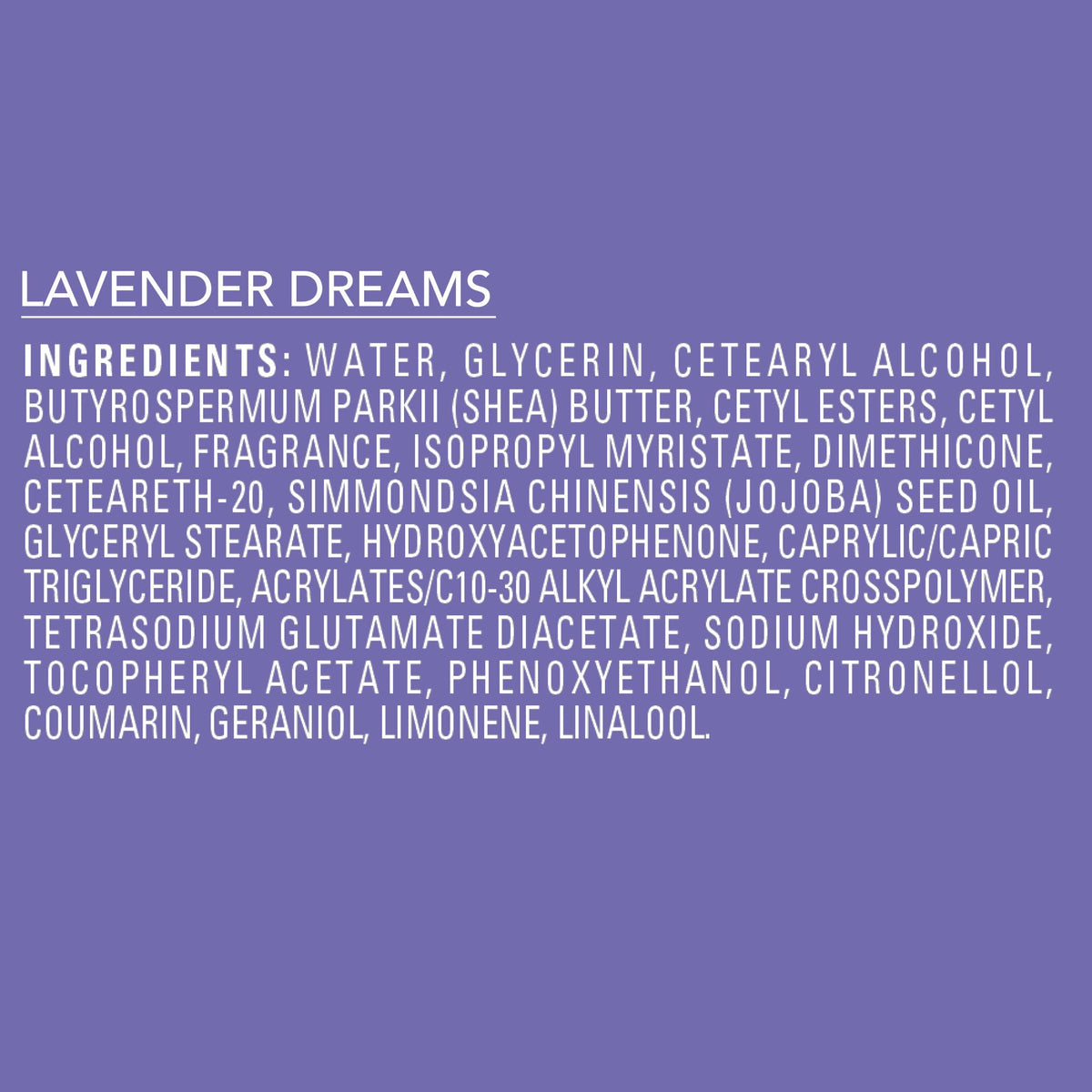 Jergens Crème Corps Lavender Dreams avec fleurs de lavande