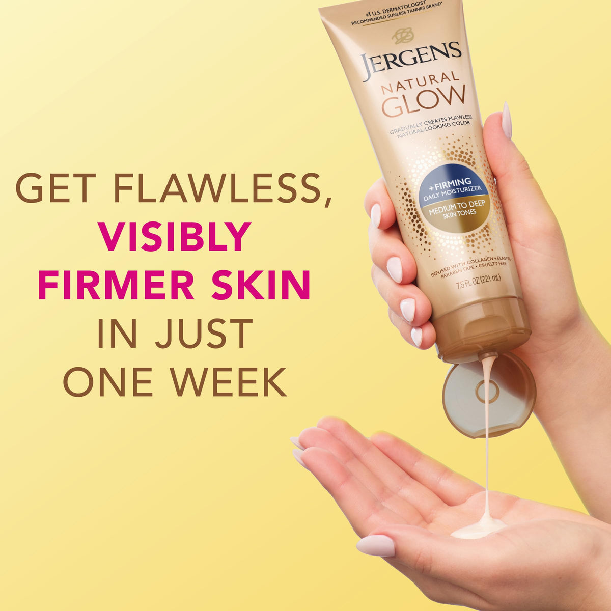 Jergens Lotion Auto-Bronzante + Fermeté utilisation quotidienne