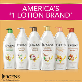 Jergens Lotion Hydratante au Coco avec décor tropical