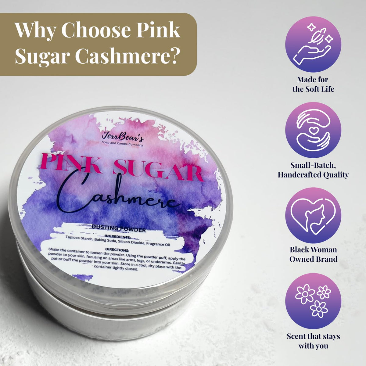 JerrBear’s Poudre Rose Sucrée 136g avec accessoires de beauté