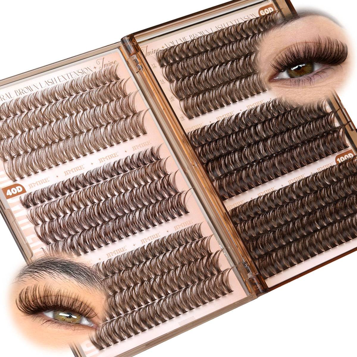 JIMIRE Faux Cils Bruns 476Pcs, Vue de face