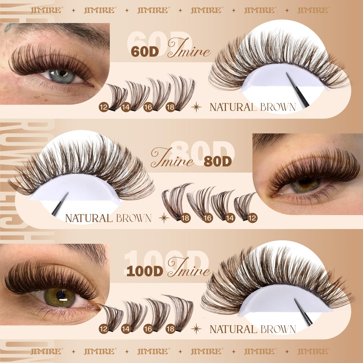 JIMIRE Faux Cils Bruns, Emballage
