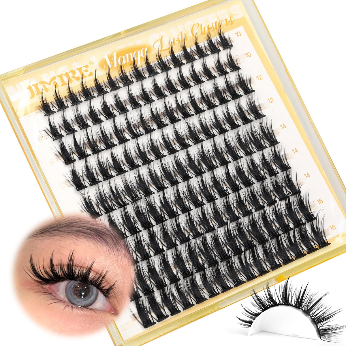 JIMIRE Manga Lash Clusters pack 135 pièces 10-16 mm
