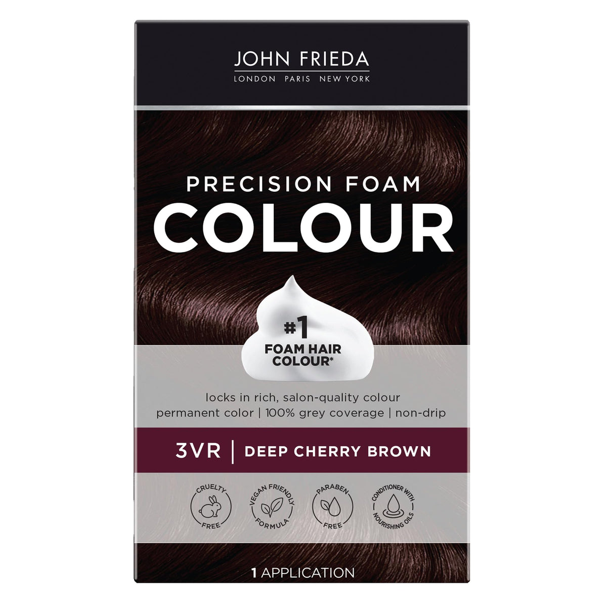 John Frieda Coloration Précision Mousse 3VR Brun Cerise Profond face avant