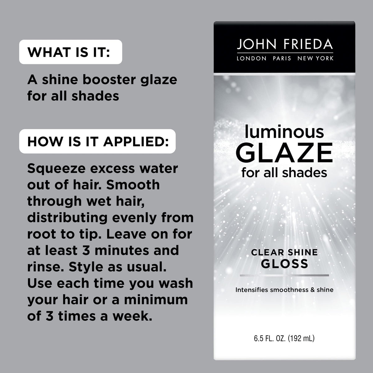 John Frieda Luminous Glaze application sur cheveux