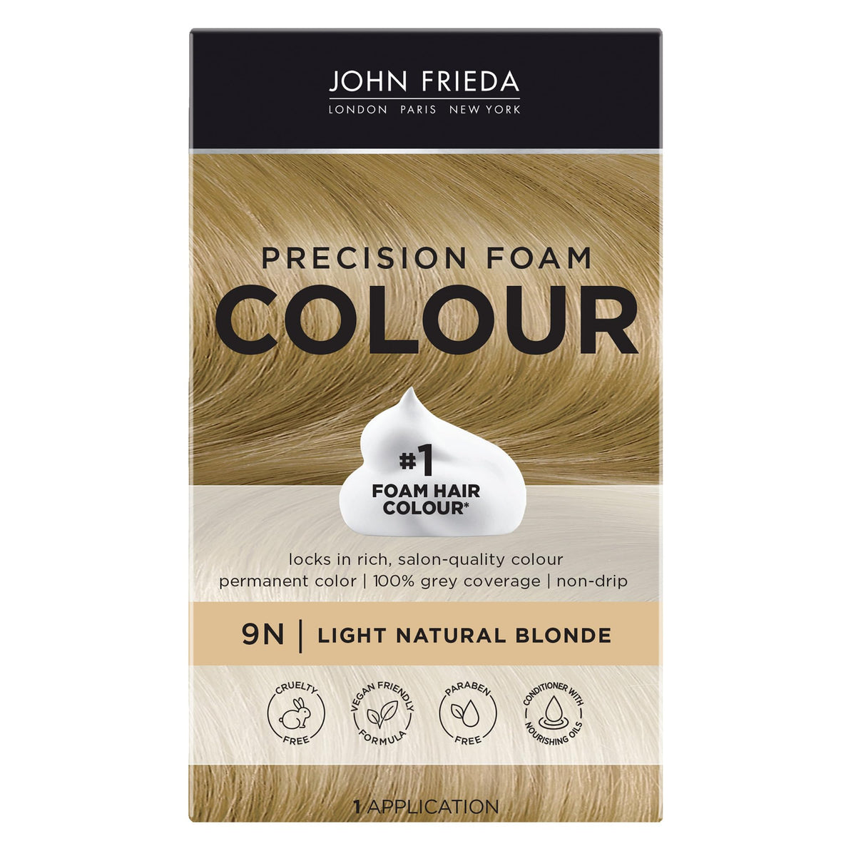 John Frieda Mousse Coloration Précision Blonde Naturelle Claire 9N vue avant