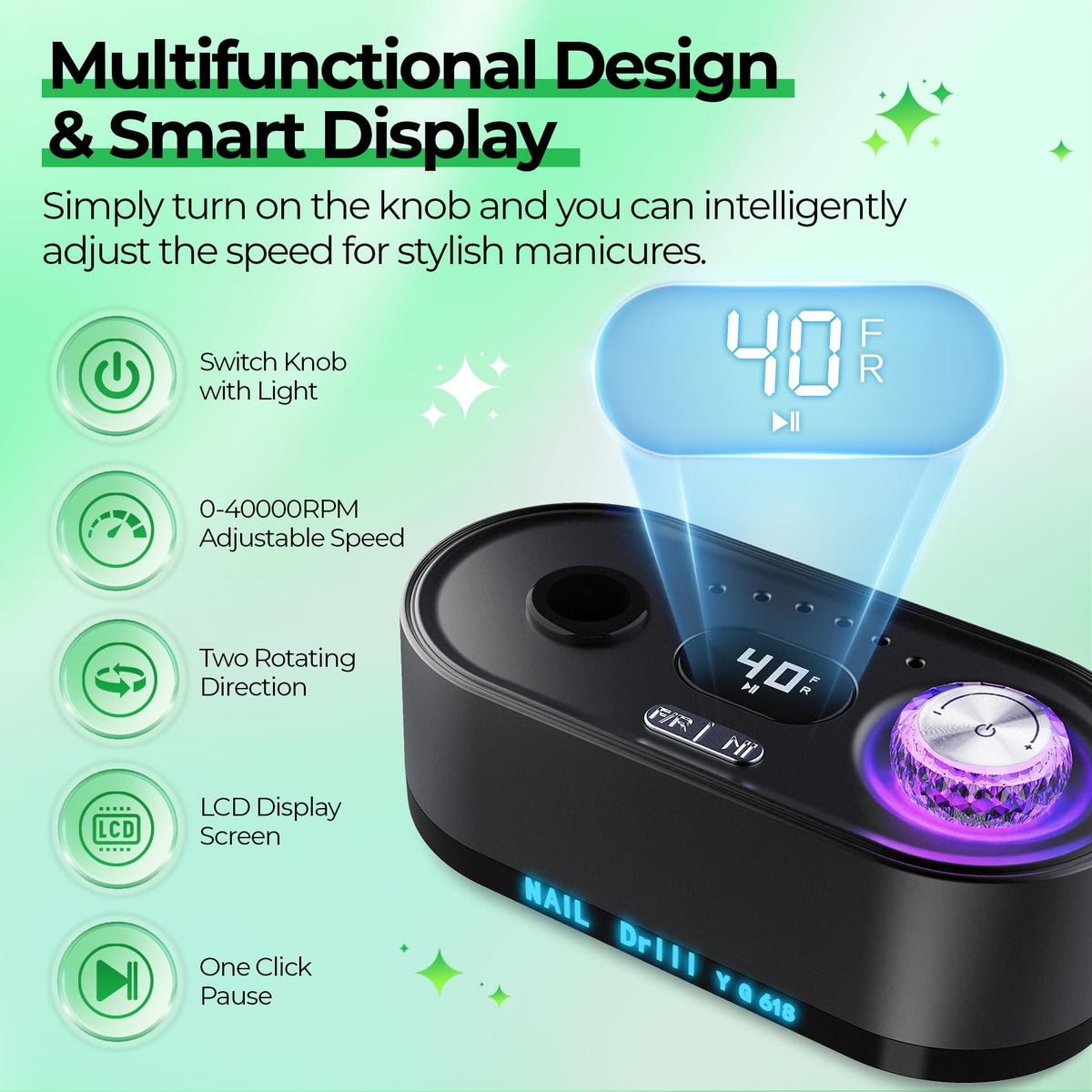 JOSGLOI E-File pendant utilisation sur des ongles