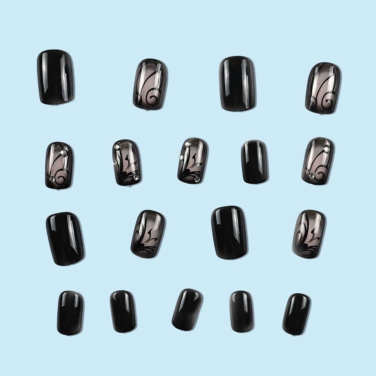 juggssa Faux Ongles Pressés en gros plan montrant la texture et la finition