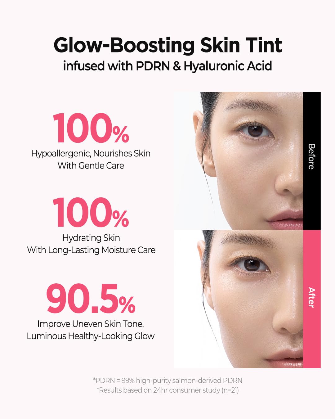 JUNG SAEM MOOL PDRN Serum Skin Tint 21C texture on skin