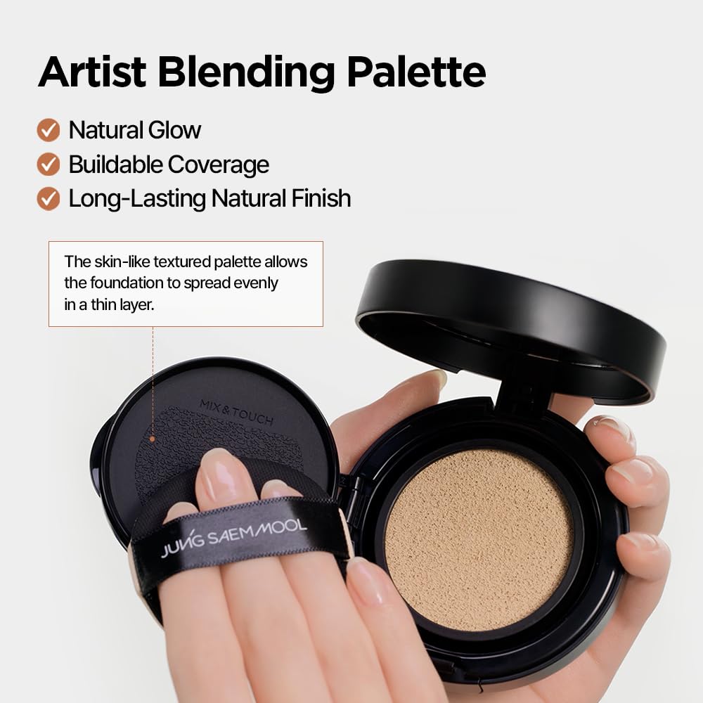JUNG SAEM MOOL Skin Nuder Cushion 10W Shell avec différents accessoires de beauté