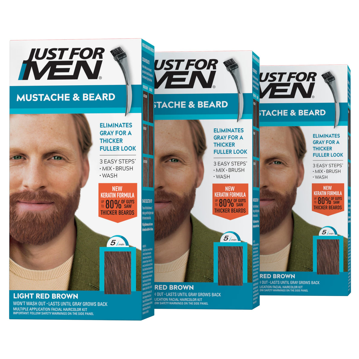 Just for Men Teinture Moustache et Barbe M-27 Rouge Brun Clair vue avant