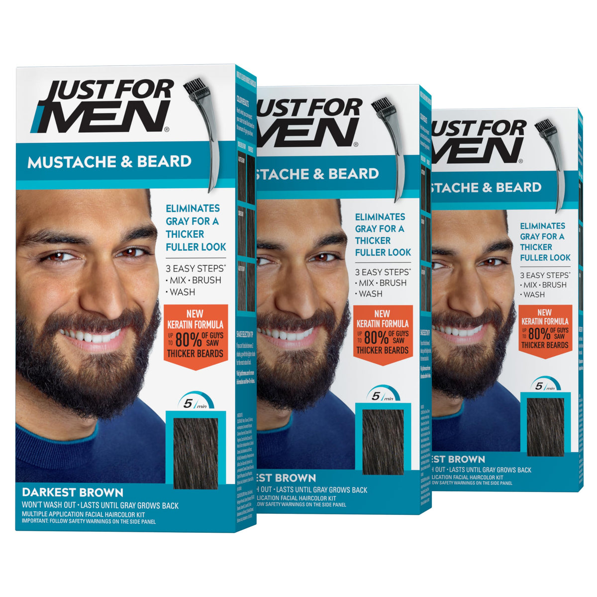 Just for Men Teinture pour Moustache et Barbe M-50 Brun Foncé, avant utilisation