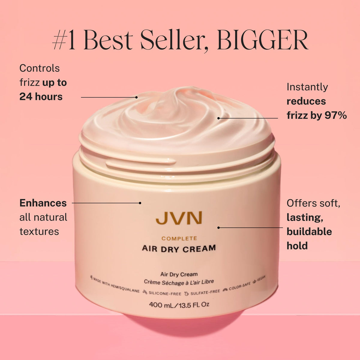 JVN Crème de Séchage à L'air Complète 13,5 Fl Oz vue arrière
