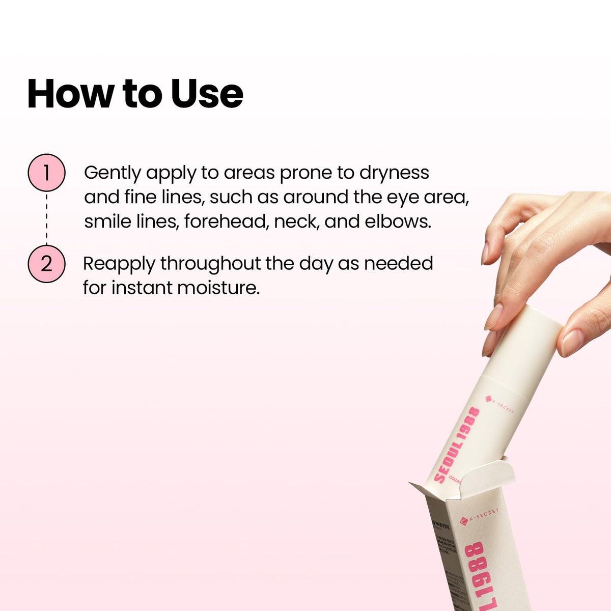 K-SECRET Collagen Multi Balm stick à côté d'un miroir
