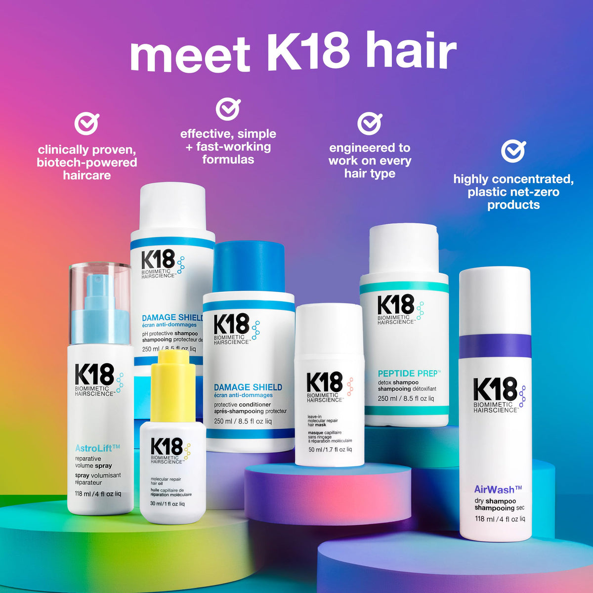 K18 Shampoo Détox Peptide 310g étiquette et informations