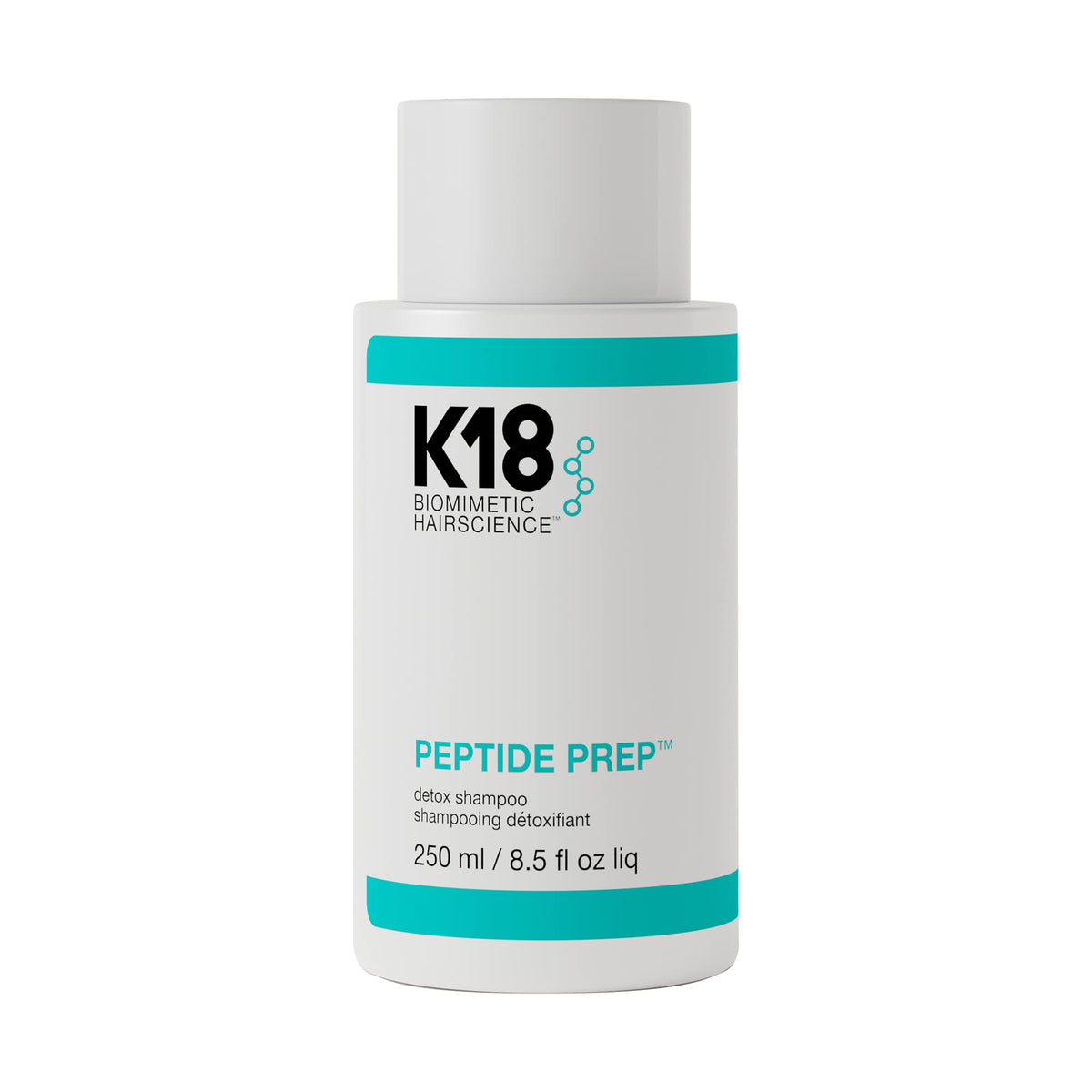 K18 Shampoo Détox Peptide 310g vue avant avec bouchon noir
