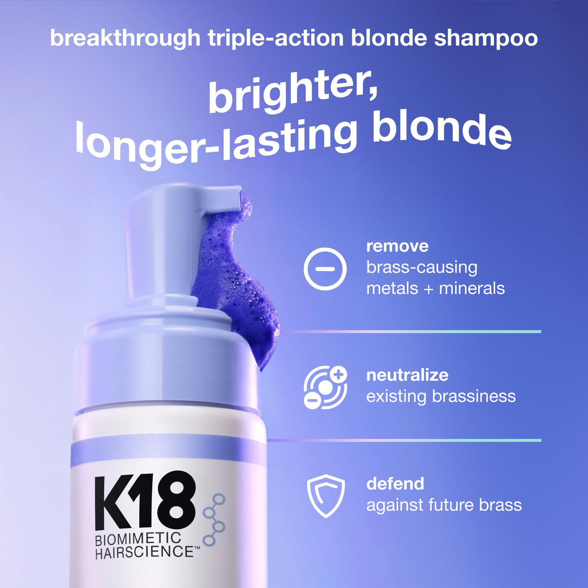 K18 Shampoo Violet TripleBright - mousse sur cheveux