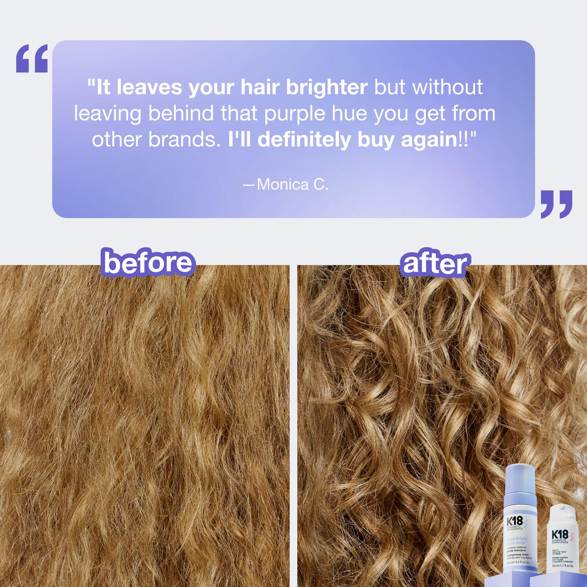 K18 Shampoo Violet TripleBright - texture de mousse