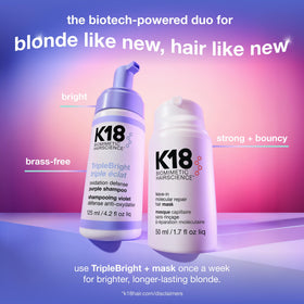 K18 Shampoo Violet TripleBright - utilisation avant et après